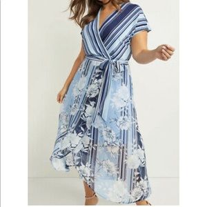 Lane Bryant Size 18 Blue Mixed Print Dress